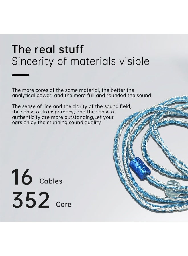 إن دي كابل ترقية سماعات إن دي-دي 3 مجدول مطلي بالفضة، كابل استبدال برأس قابل للفصل مع رؤوس قابلة للتبديل 3.5 ملم / 2.5 ملم / 4.4 ملم، مكوّن من 16 جديلة و352 نواة، متوافق مع سماعات كيه زد داخل الأذن بدبابيس 0.75 – 0.78 ملم - Image 4